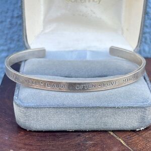 Vintage 925 Sterling Silver Saucy Stamped Quote Cuff Bracelet Live Laugh Love